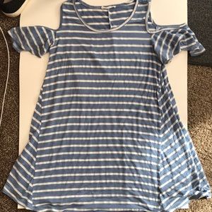 Blue and white striped dress